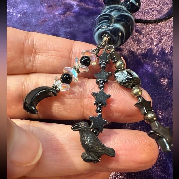 Goddess Figural Woman Feminine Charm Handblown Glass Celestial Necklace - Picture 6 of 8